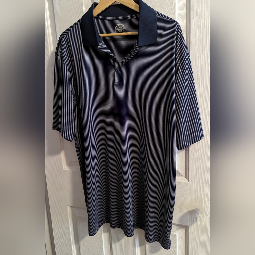 Slazenger men's blue and white stripe Polo Sz: 2XL